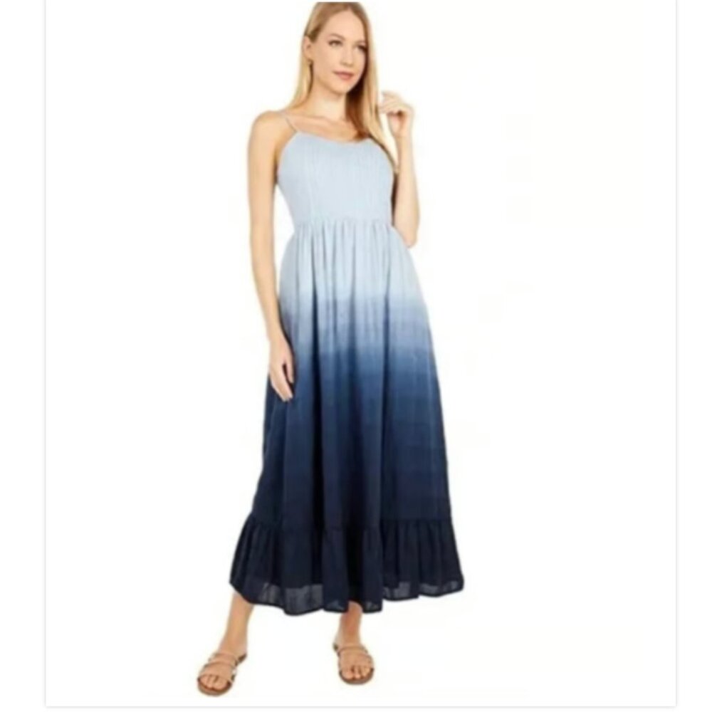 Madewell Dip-Dye Cami Pintuck Ruffle Dress